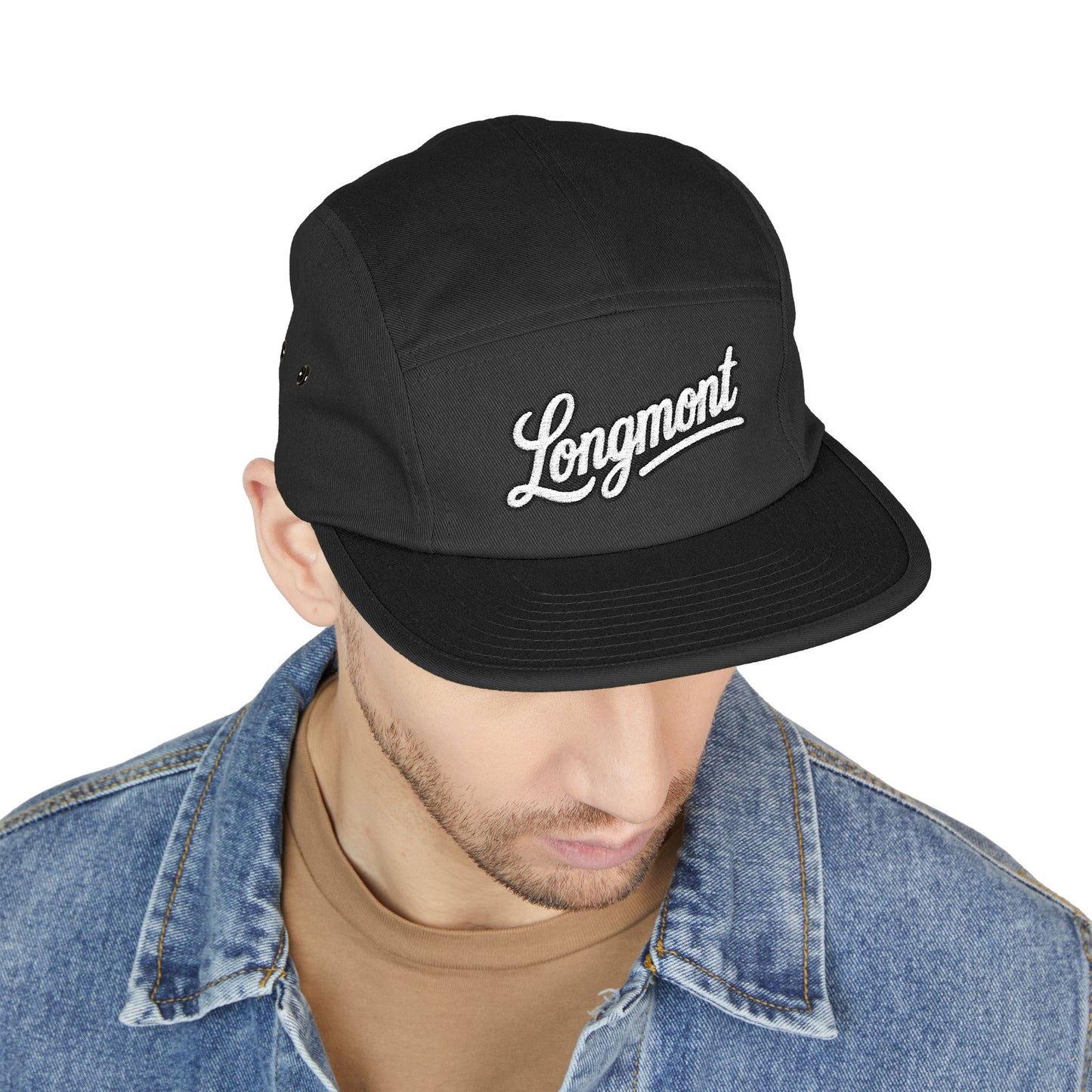 Unisex Black 5-Panel Cap (Longmont)